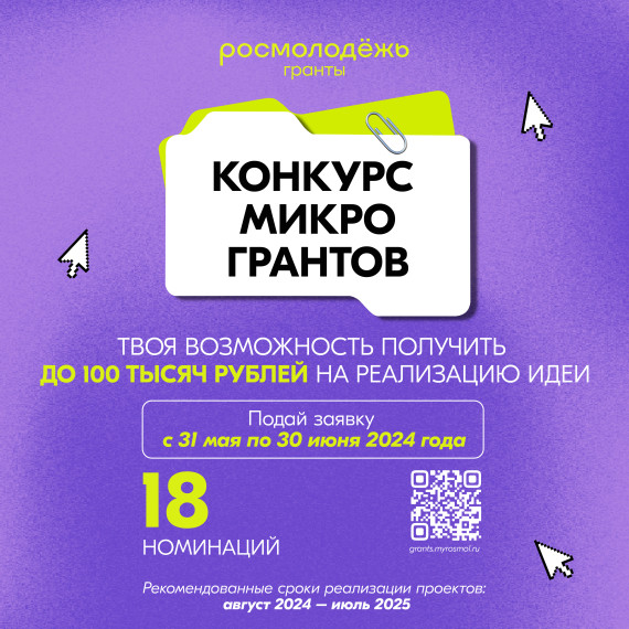 Молодые авторы небольших социальных проектов получат поддержку до 100 тысяч рублей в от «Росмолодёжь.Гранты»  .